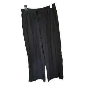 Umgee Wide Leg Linen Blend Pants - Black